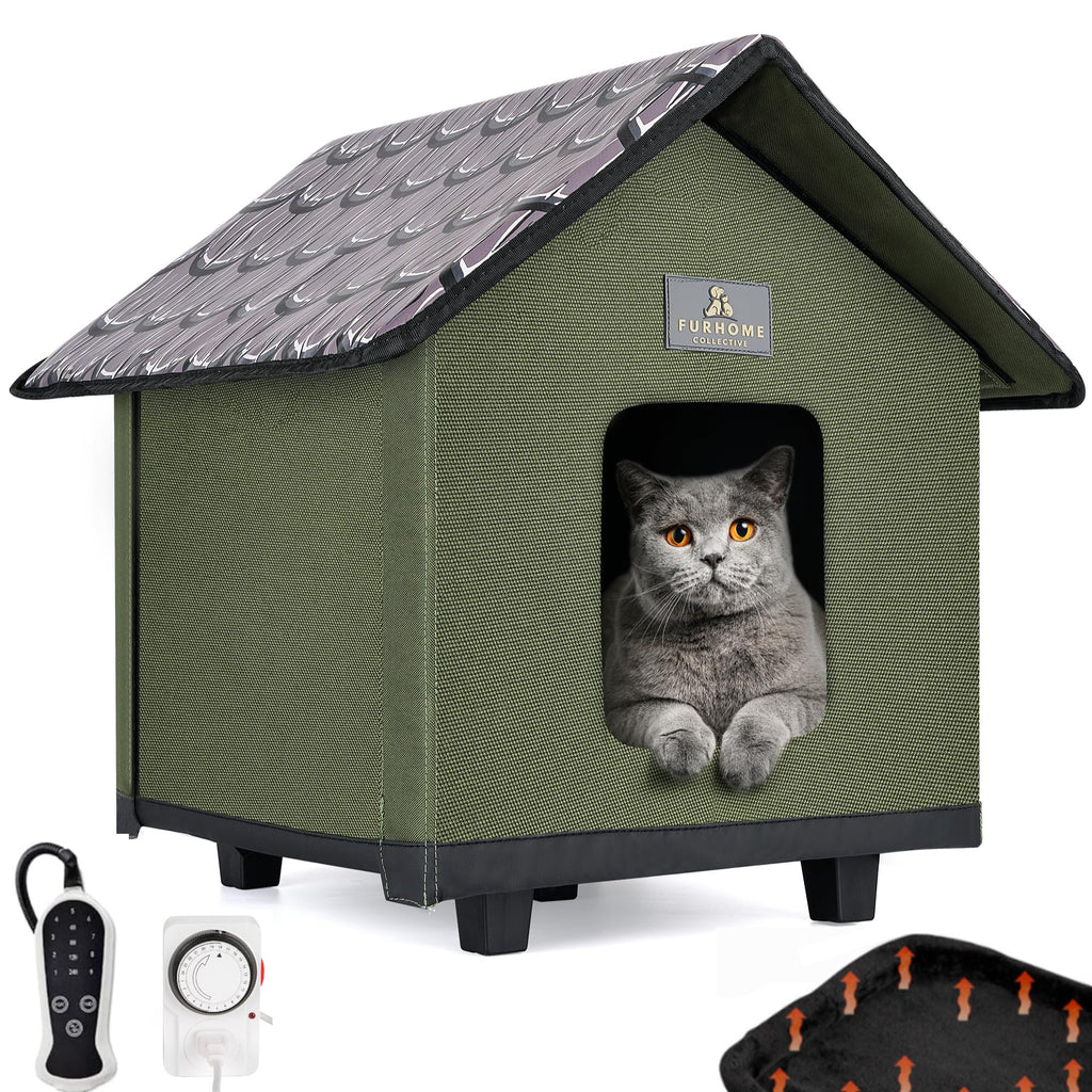 KittyTection Insulated Weatherproof Heated Cat House - Outdoor & Indoor Use