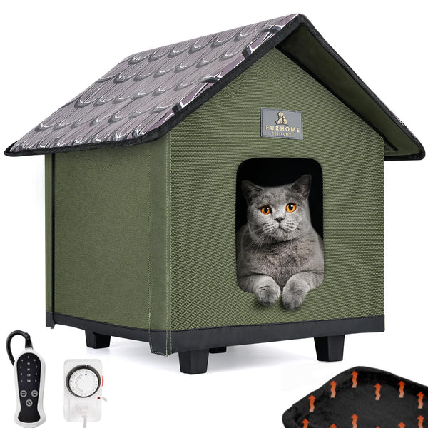 KittyTection Insulated Weatherproof Heated Cat House - Outdoor & Indoor Use