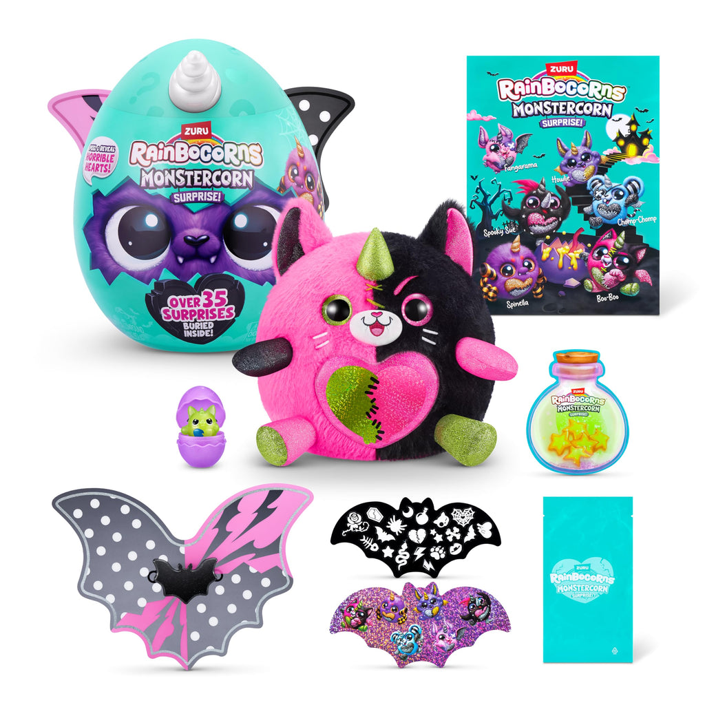 Rainbocorns Monstercorn Surprise Cat - Surprise Unboxing Soft Toy, Fantasy Monster Gifts for Girls, Imaginary Play with Wearable Accessories