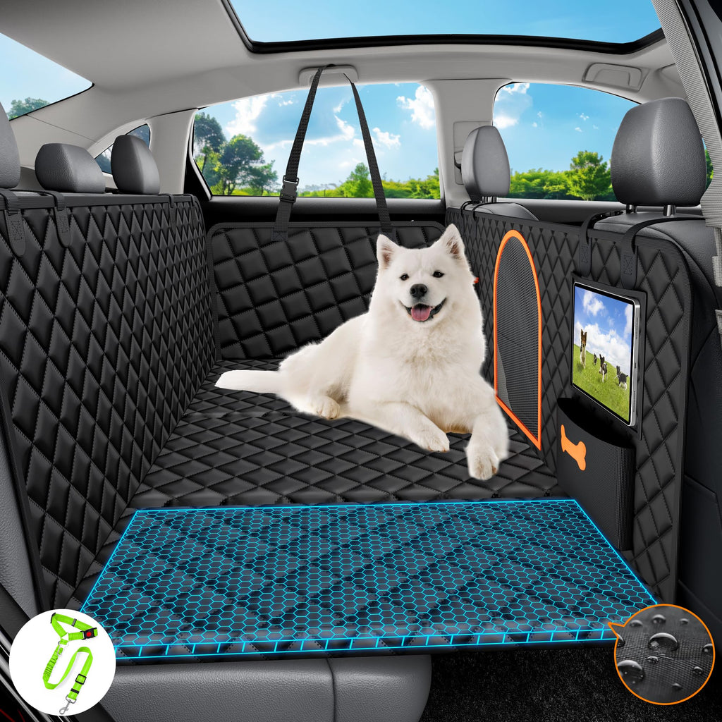 Back Seat Extender for Dogs Large Hard Bottom Car Seat Cover Waterproof Sturdy Nonslip Pets Dog Hammock Backseat Protector for Car,SUVs,Black