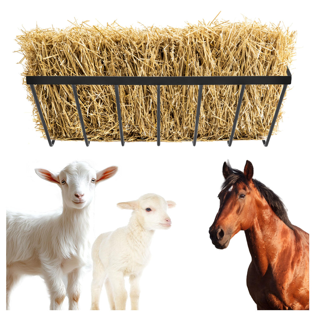 KUAFU Hay Feeder Hay Rack Wall Mount Horse Goat Feeder, Heavy Duty Livestock Feeder with Rounded Edges for Farm Sheep Horses Cattle Cows etc