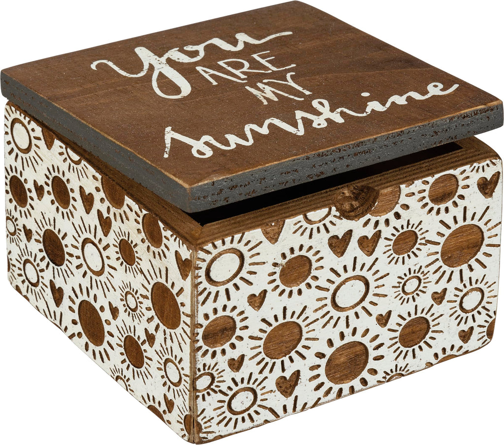 Primitives by Kathy Rustic Wooden Box - Farmhouse Home & Office Decor, Desk/Shelf Decorations, 'You are my sunshine'