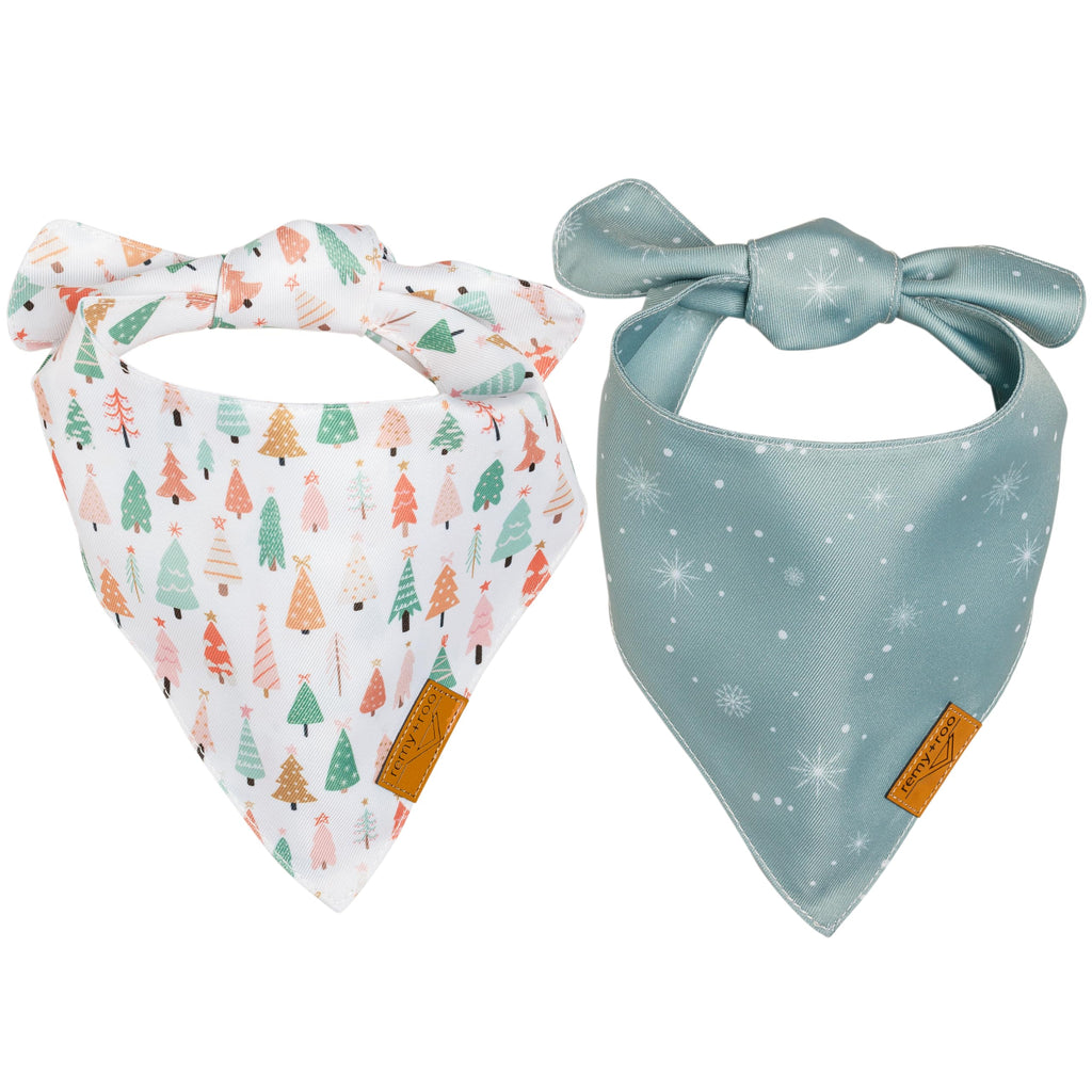 Remy+Roo Dog Bandanas - 2 Pack | Wonderland Christmas Set | Premium Durable Fabric | Patented Shape Bandanas for Dogs | Adjustable Fit | Multiple Sizes Offered