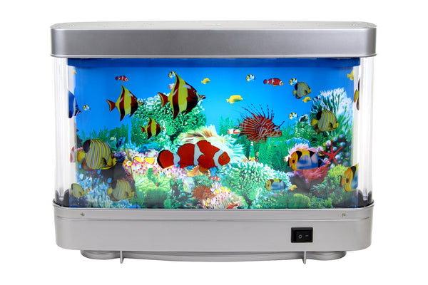 Lightahead Sensory Artificial Aquarium Lamp – LED Virtual Fake Fish Tank with Moving Marine Life Animation Ocean in Motion– Relaxing Ocean Scene Night Light for Kids and Adults (Marine Life A)