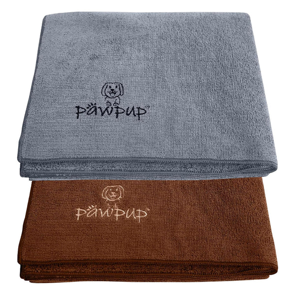PAWPUP Dog Towels for Drying Dogs Super Absorbent Microfiber Pet Grooming Towel for Dogs, Cats and Other Pets (40 x 24 Inches, Brown and Grey)