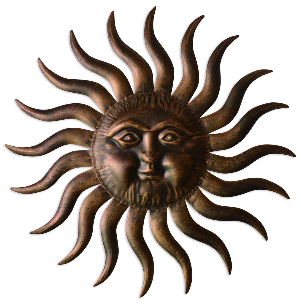 Comfy Hour Metal Wall Art Decor Outdoor Inside with 3D Sun Face, 31" Large Outside Sun Metal Decorations Hanging on House, Living Room, Bedroom, Patio, Fence, Yard (Bronze)