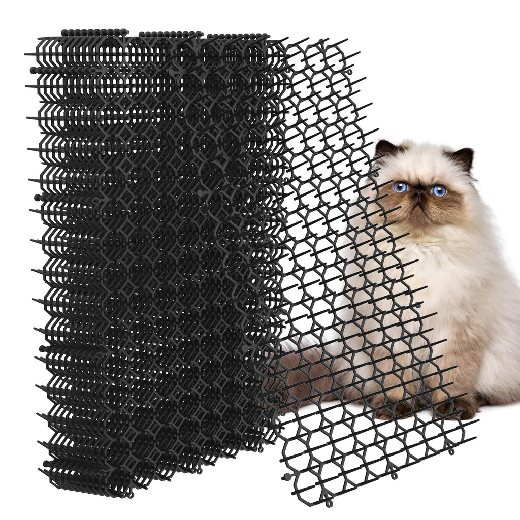Hmyomina 16 x 8 Inch Scat Mat for Cats, 12 Pack Cat Scat Mat with Spikes - Deterrent Mat for Cats and Dogs - Cat Deterrent Outdoor & Indoor