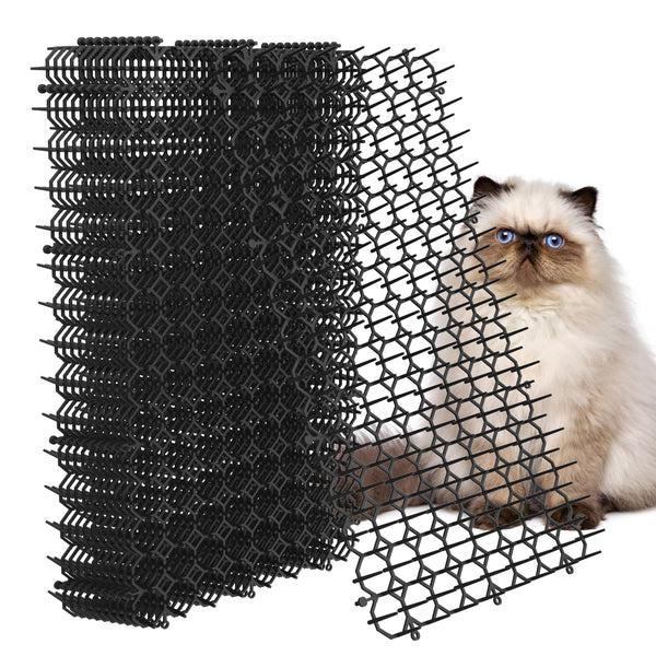 Hmyomina 16 x 8 Inch Scat Mat for Cats, 12 Pack Cat Scat Mat with Spikes - Deterrent Mat for Cats and Dogs - Cat Deterrent Outdoor & Indoor