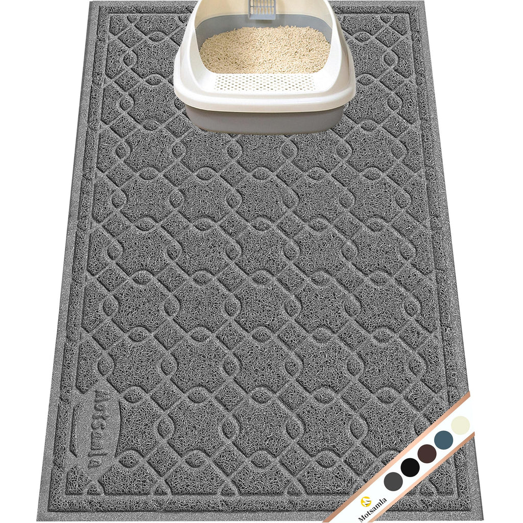 Motsamla Cat Litter Box Mat, 35" x 24" Large Kitty Litter Trapping Mat Keep Floor Clean, Litter Box Mat Scatter Control, Waterproof, Easy to Clean, Durable Large Size Litter Mats for Floor