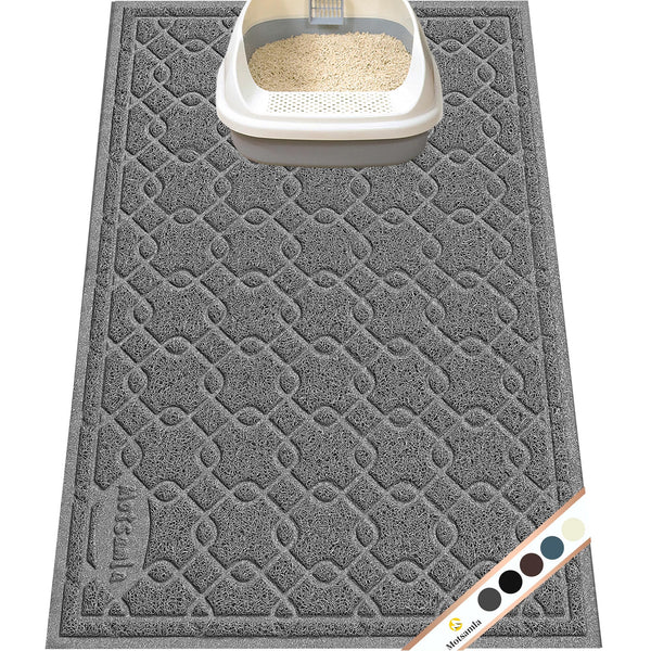 Motsamla Cat Litter Box Mat, 35" x 24" Large Kitty Litter Trapping Mat Keep Floor Clean, Litter Box Mat Scatter Control, Waterproof, Easy to Clean, Durable Large Size Litter Mats for Floor