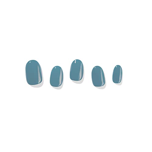 Dashing Diva Glaze Nail Strips - Ocean Bay | Works with Any LED Nail Lamp | Long Lasting, Chip Resistant, Semicured Gel Nail Strips | Contains 34 Salon Quality Blue Nail Wraps, 1 Prep Pad, 1 Nail File