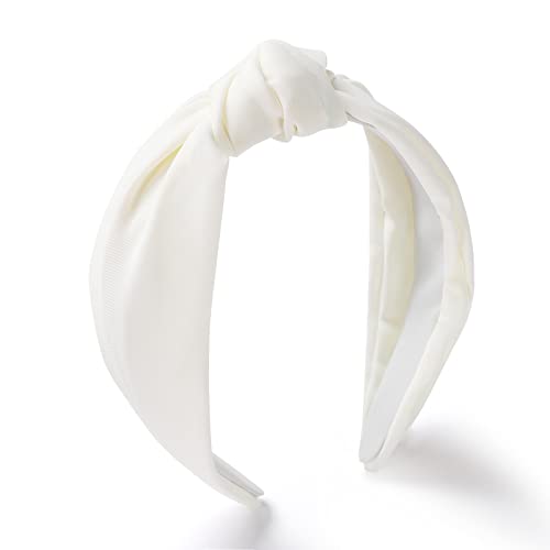 Etercycle Headband for Women, Knotted Wide Headband, Yoga Hair Band Fashion Elastic Hair Accessories for Women (White)