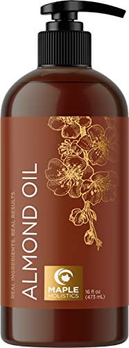 Cold Pressed Sweet Almond Oil - Pure Sweet Almond Oil for Skin Care and Moisturizing Body Oil for Men and Women - Carrier Oil for Essential Oils Mixing for Hair Skin and Nails DIY Beauty Products 16oz