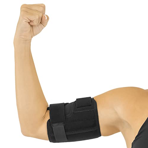 Vive Bicep Brace Compression Sleeve for Tendonitis - Upper Arm Tricep & Bicep Support Brace for Pain Relief - Comfortable, Lightweight, & Adjustable Wrap for Recovery, Rehab, or Workouts (Medium)