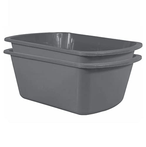 Wash Basins – Rectangular Plastic Hospital Bedside Soaking Tub [2 Pack] Small 7 Quart Graduated Bucket - Portable Washbasin for Washing, Cleaning, Foot Bath, Washing Dishes, Face Cleansing Bowl