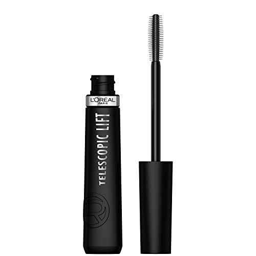 L'Oréal Paris Telescopic Lift Washable Mascara, Lengthening and Volumizing Eye Makeup, Lash Lift with Up to 36HR Wear, Blackest Black, 0.33 Fl Oz