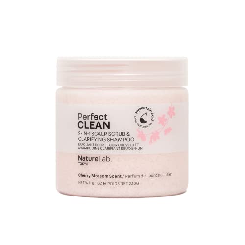 NatureLab Tokyo Perfect Clean Clarifying Scalp Scrub LIMITED EDITION Sakura Scent: 2-in-1 Shampoo and Scalp Scrub Hair Treatment to Clarify and Remove Product Buildup for Immense Shine I Cherry Blossom Scent | 8.1 OZ / 230G