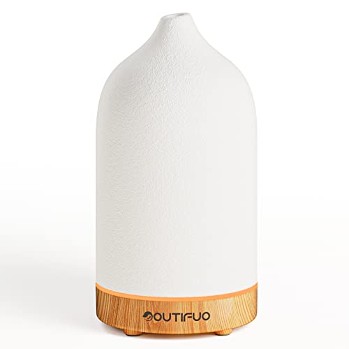 Ceramic Diffuser,Essential Oil Diffusers,200ml Aromatherapy Diffuser with Waterless Auto-Off Function for Home Office Room（White）