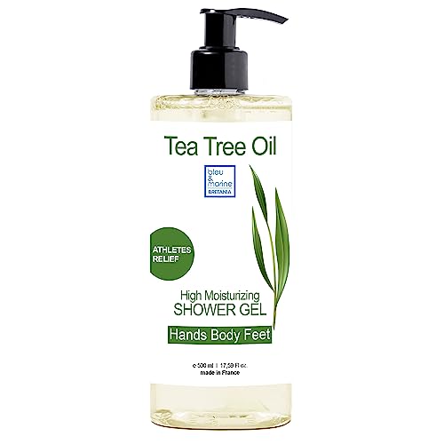 bleu & marine Bretania - Tea Tree Antifungal Body & Hand Wash | Antibacterial, Anti-Acne, High-Moisturizing Shower Gel | Defends Against Bacteria, Fungus, Body Odor, Athlete's Foot, 500 ml Pack of 1