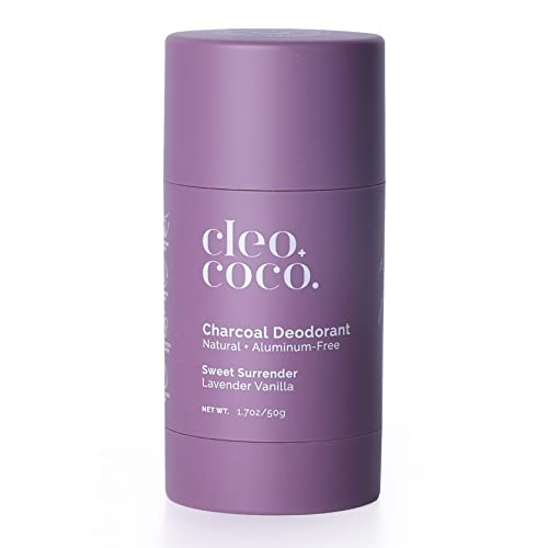 Cleo+Coco Natural Deodorant for Women & Men, Aluminum Free with Activated Charcoal for 24-Hour Odor Protection, Made in USA - Sweet Surrender Lavender Vanilla 1.7oz