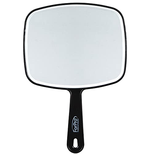 ForPro Premium Hand Mirror, Multi-Purpose Handheld Mirror with Distortion-Free Reflection, Medium, Black, 6.3” W x 9.6” L