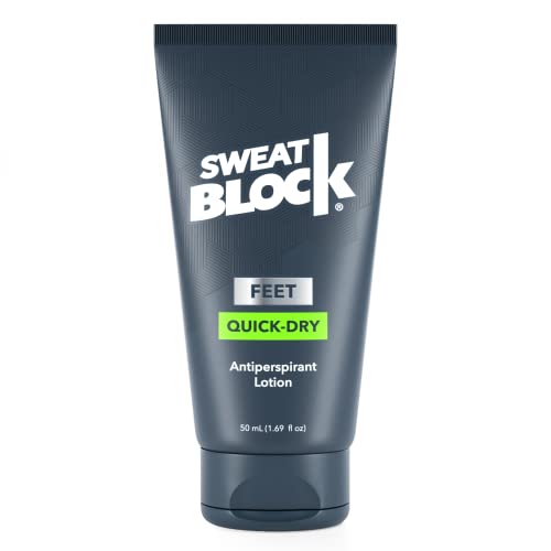 SweatBlock Antiperspirant Quick-Dry Lotion for Feet - Perfect for Sweaty Feet, Hyperhidrosis Treatment, & Stopping Foot Odor. Say Goodbye to Sweaty, Stinky Feet. Safe & Effective, Non-irritating, & Dermatologist Tested. MAXIMUM PROTECTION | Unisex | 1.69