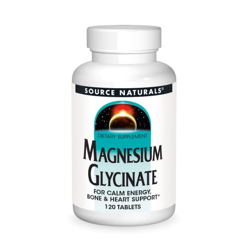 Source Naturals Magnesium Glycinate, for Calm Energy, Bone & Heart Support*, 400mg - 120 Tablets