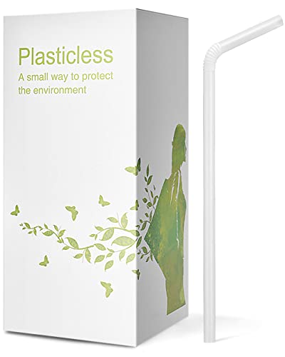 200 Count 100% Plant-Based Compostable Long PLA Straws-Plasticless Biodegradable Bendy Drinking Straws-A Fantastic Eco Friendly Alternative to Plastic Straws, White, 10.25 in