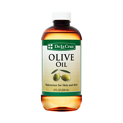 De La Cruz Pure Olive Oil - Natural Expeller Pressed Olive Oil for Hair and Skin - Lightweight Body Oil for Dry Skin 8 Fl Oz