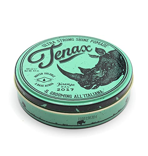 Tenax Extra Strong Hold Hair Pomade, 125ml, Water-Based Pomade for Men with a Firm Hold and High Shine, Men's Hair Wax, Ideal for Dry or Damp Hair