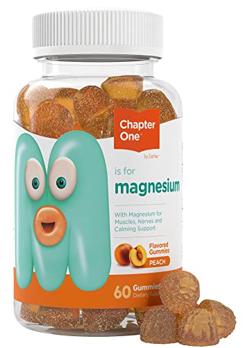 Chapter One Magnesium Gummies, Great Tasting Magnesium for Kids, Calm Kids Magnesium, Magnesium Gummies for Women and Men, Certified Kosher (Peach