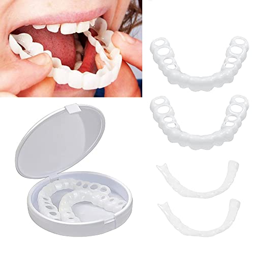 Dentures Teeth Temporary Teeth Perfect Fake Teeth and Whitening Alternative Smile Snap Tooth (1Top+ 1Bottom+2Adhesives)