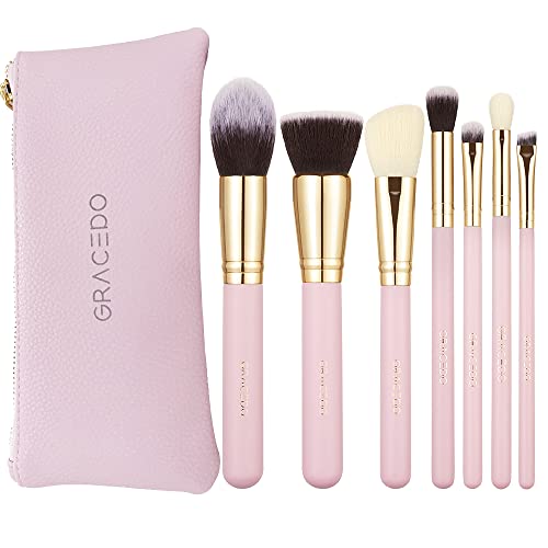 Makeup Brushes Set 7Pcs Professional Super Soft Cosmetic Brushes Portable Pink Makeup Brush Set for Foundation Blush Blending And Eyeshadow Makeup Tools