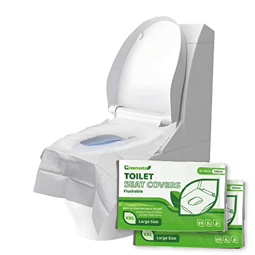 GREENESTA Toilet Seat Cover Paper Disposable Flushable (60 Packs) XXL (16" x 24") In Public Restrooms, Airplane Travel Essentials Kids With An Individually Wrapped Covers Shields Us From Unsanitary