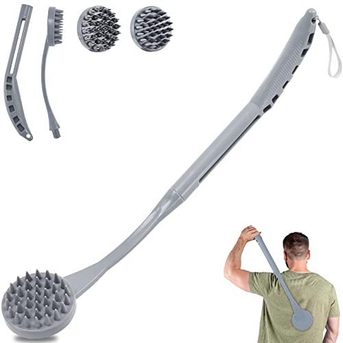 Back Scratcher for Men, 20.5” Detachable Back Scratcher, 2 in 1 Replaceable Scratch Heads, Back Scratchers for Women, Relieves Itching on Back, Head, Beard, Belly, Body