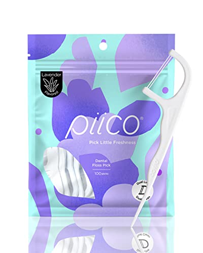 Piico Lavender Floss Picks with Xylitol - Unbreakable & Shred-Resistant Flossers for Adults - Resealable Oral Care Pack - Long-Lasting Flavored Dental Floss Picks - Doubles as Portable Floss Picks