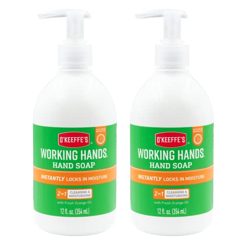 O'Keeffe's Working Hands Moisturizing Hand Soap with Fresh Orange Oil, 12 oz Pump (Pack of 2)