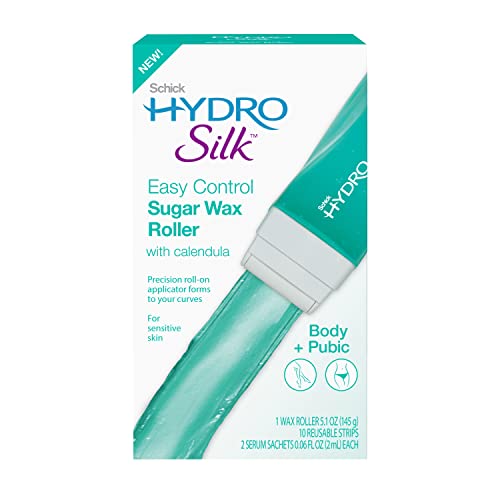 Schick Hydro Silk Sugar Wax Roller for Body + Pubic | Roll On Wax Kit, Soft Wax, Hair Removal Wax, Body Wax Kit, Bikini Line Hair Removal