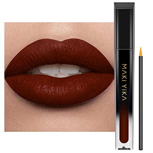 MAKI YIKA Burgundy Red Lipstick Matte Long Lasting Smudge Proof, Red Liquid Lipstick for Christmas, Dark Red Lip Stain Waterproof & Cruelty Free | PARTY GO