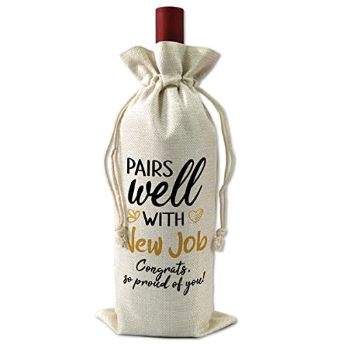 BiuNiuring New Job Gifts, Congratulations Gifts for Men or Women, Promotion Gift, Champagne Wine Bags Gift, Pairs Well With New Job Congrats So Proud of You