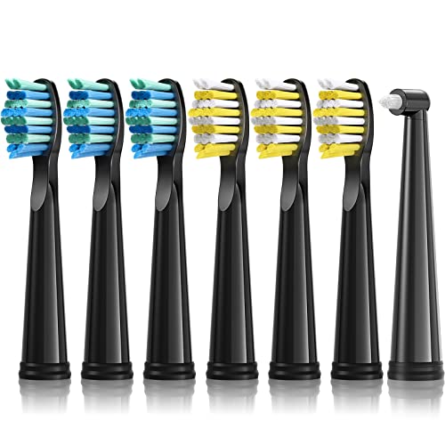 7 Pack Dnsly Electric Toothbrush Heads Compatible with FW-507/508/551/515/917/959/2011/D1/D3/D7/D8 Dnsly Toothbrush Heads , Black