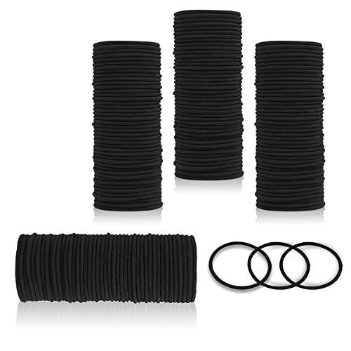 Elastic Hair Ties - 200 Count,Black Hair Ties for Women Girls,Men, No Damage Ponytail Hair Ties - Perfect for Fine, Curly Hair and Sensitive Scalps