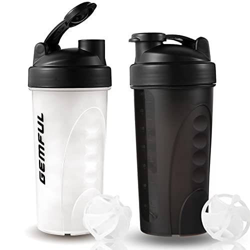 2 Pack Nutritional Protein Shaker Bottles 20oz Mixing Cups BPA Free