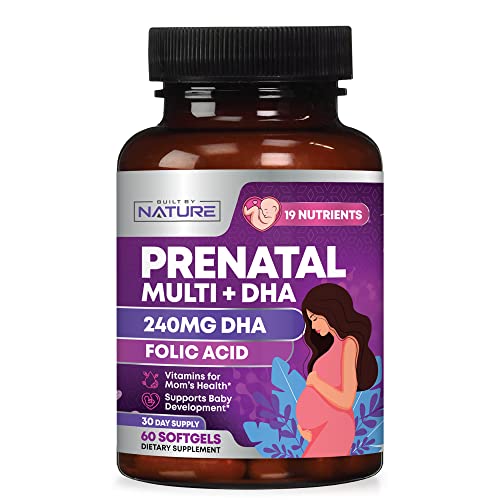 Prenatal Vitamins for Women with DHA and Folic Acid – Multivitamin Supplement with Iron, Omega 3 and Multi Mineral for Mom and Baby, 60 Softgels