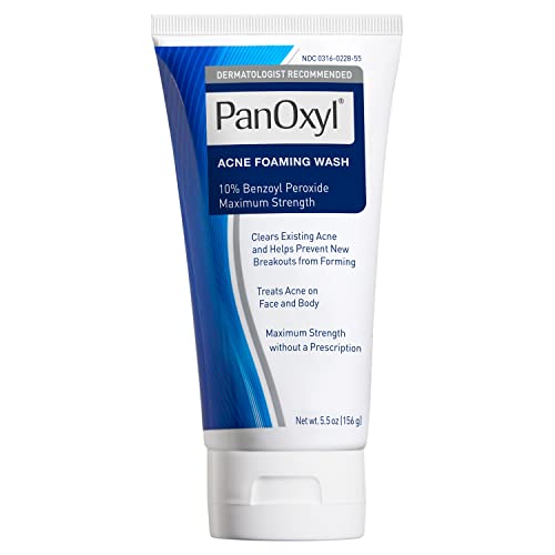 PanOxyl Acne Foaming Wash Benzoyl Peroxide 10% Maximum Strength Antimicrobial, 5.5 Oz