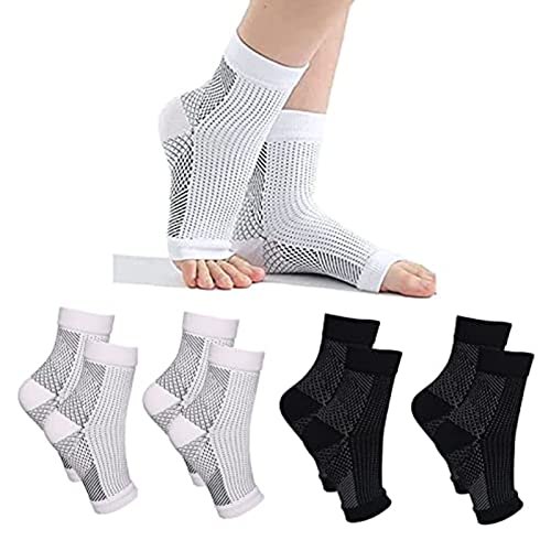 VQRZG Neuropathy Socks for Women and Men, 4Pairs Soothe Relief Compression Socks, Ankle Brace for Plantar Fasciitis Sleeve Soothe(L/XL)