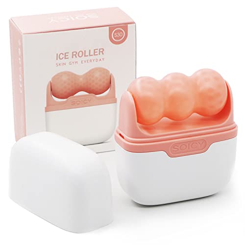 Ice Roller for Face and Eyes - Facial Skin Care Tools with 2 in 1 Roller and Carry Case to Reduce Puffiness and Relief Migraine, Pain. Women Gift (Pink)