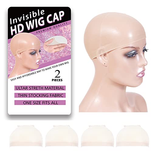 MSCOCO Wig Caps for Women HD Wig Cap for Lace Front Wig Bald Cap for Wigs 4 Pieces Stocking Caps for Wigs