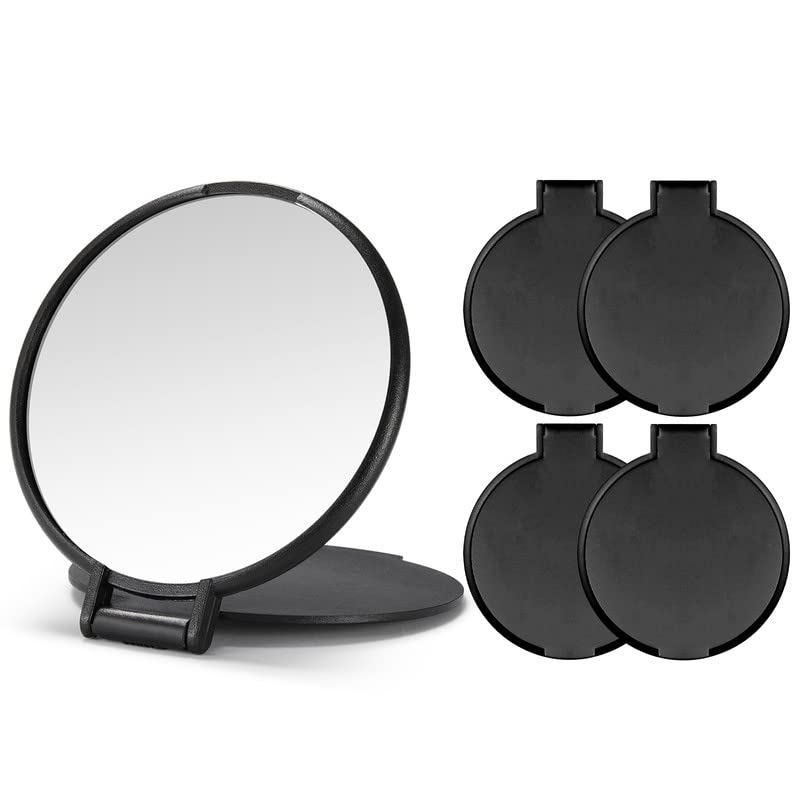 Qislee Compact Mirror Bulk, Round Makeup Mirror for Purse, Set of 4 (Black)