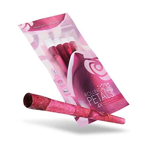 Rose Cones Flower Petal Prerolled Cone | 4 Cones | Natural Organic Rose Petal Handrolled Cones Unrefined, Earthy, Organically Scented Rose Pre Rolled Cones Ranging in Color Shades of Vibrant Burgundy